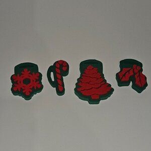 4 VTG Foam Chunky Stamps Christmas Tree Holly Snowflake Candy Cane NEVER USED